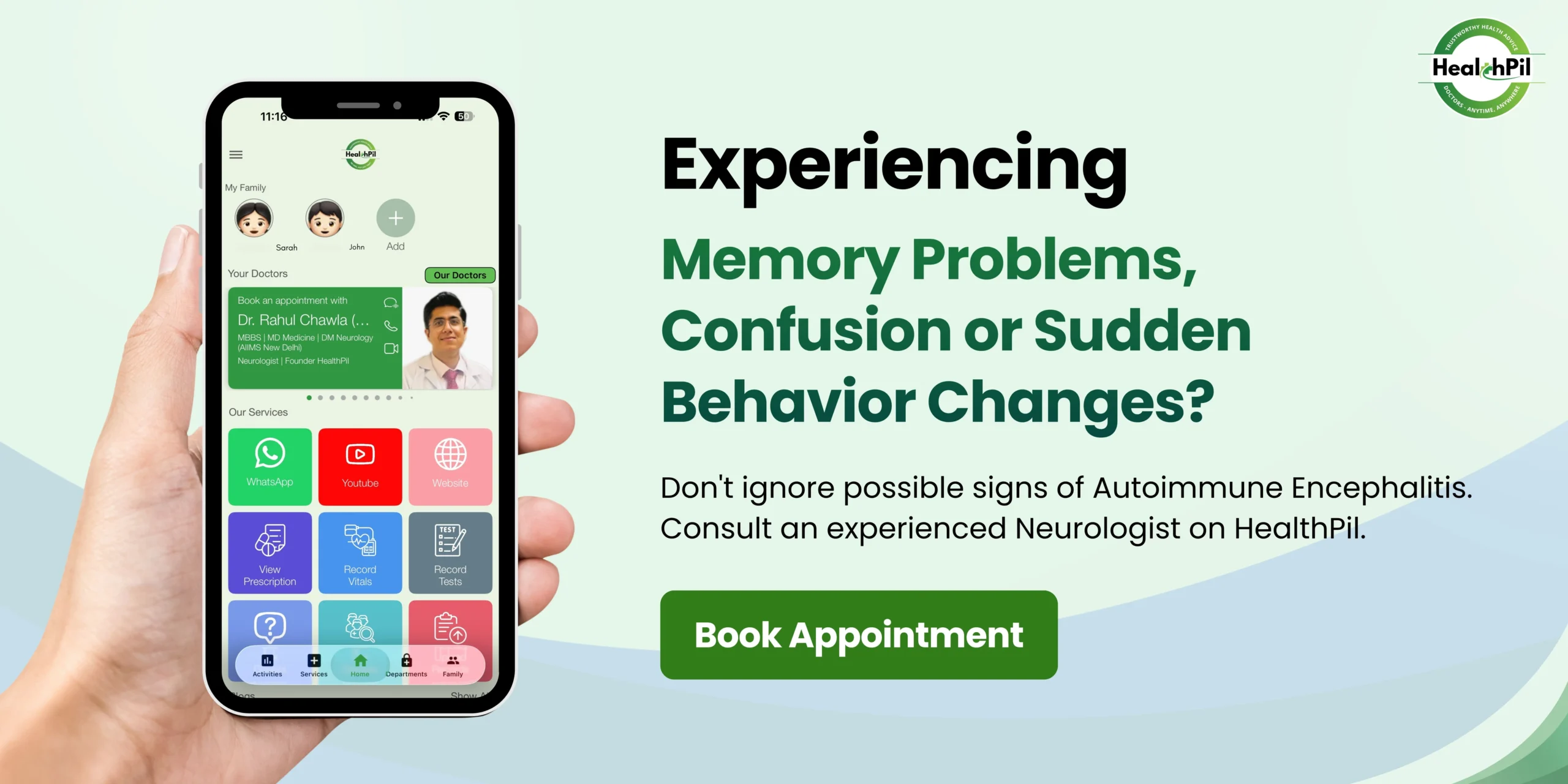 Consult Neurologist for Autoimmune Encephalitis