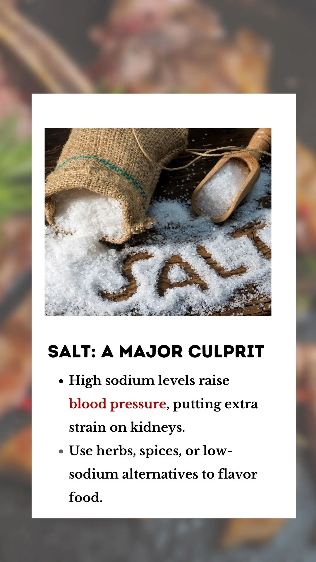 Salt : A major culprit
