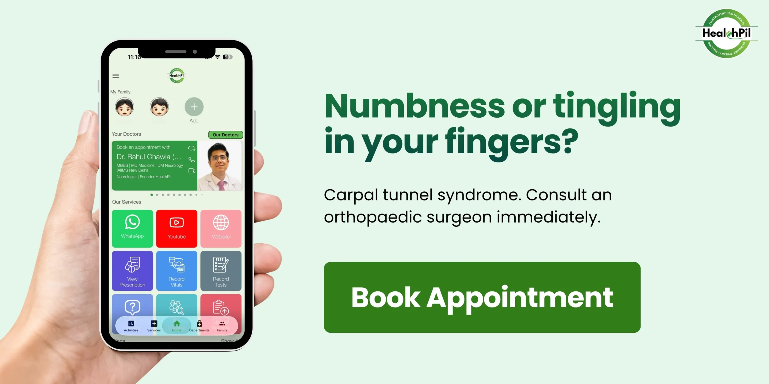 Numbness or tingling in your fingers