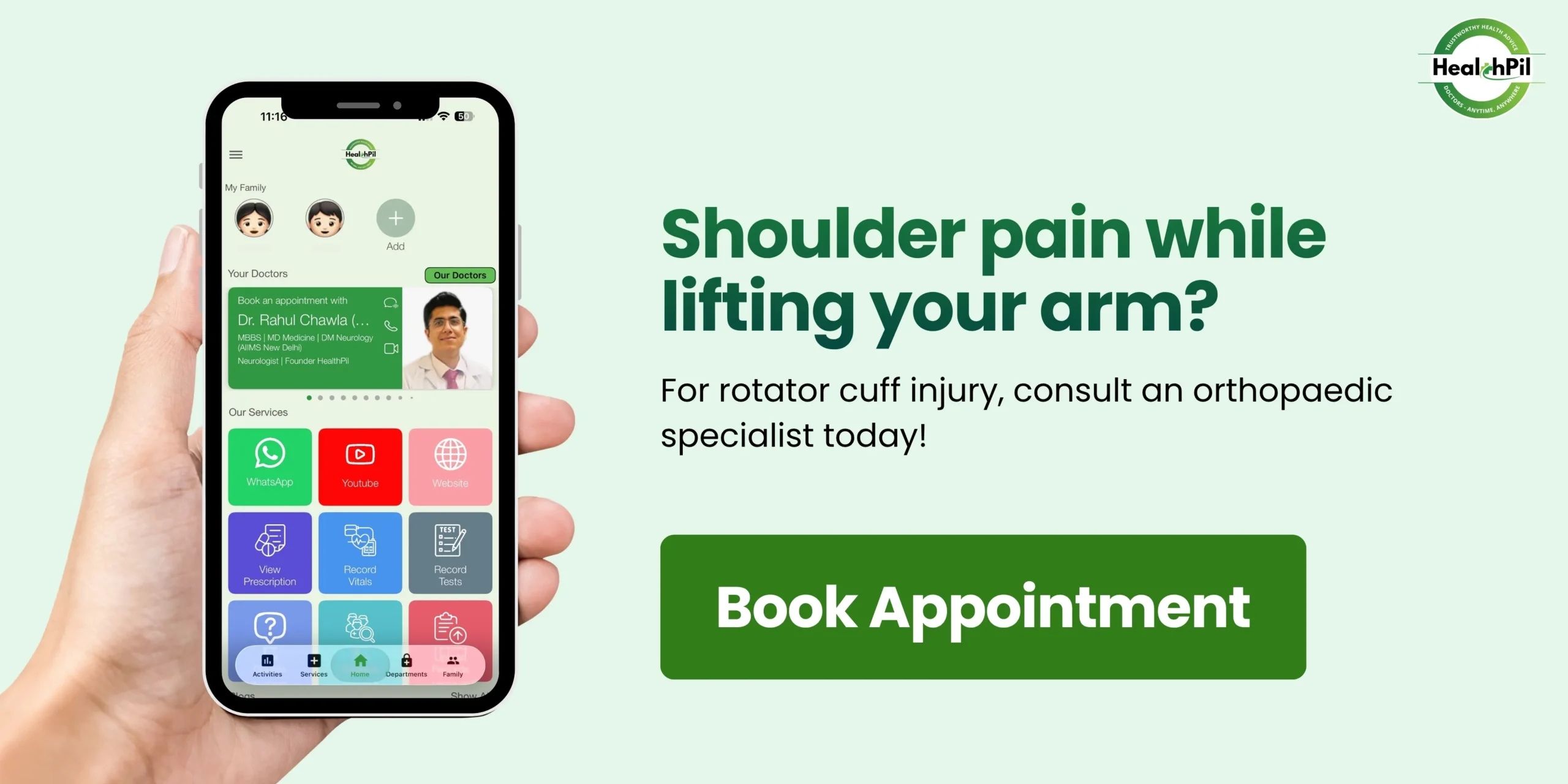 Shoulder pain while lifting your arm
online consultation